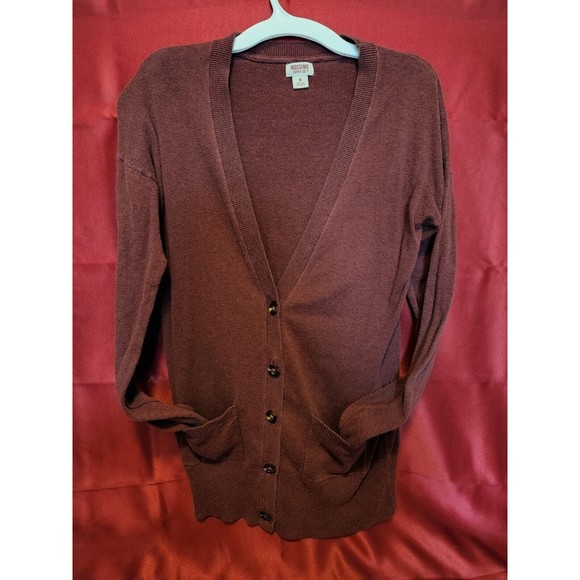 Mossimo Cardigan T Shirt Women's M Tunic Red Long Sleeve Lightweight 100% cotton - Picture 2 of 5